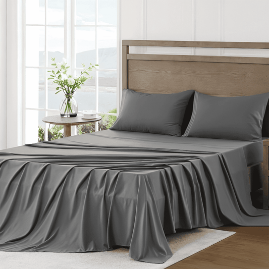 Premium Egyptian Cotton 4 Piece Bed Sheet Set, Queen Size Upgraded Cooling Deep Pocket Comfy Breathable Hotel Luxury Bedding, Extra Soft Wrin... - Premium Ultra-Soft Pillowcase Pair for Sleeping - Default Title