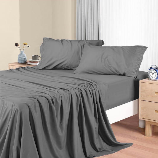 Breathable Luxury Size, Microfiber Cooling , Breathable & Hypoallergenic 4 Pieces Luxury Soft Sheet Set, Mattress Fitted up... - Luxury Bed Sheet Set with Deep Pockets - Default Title