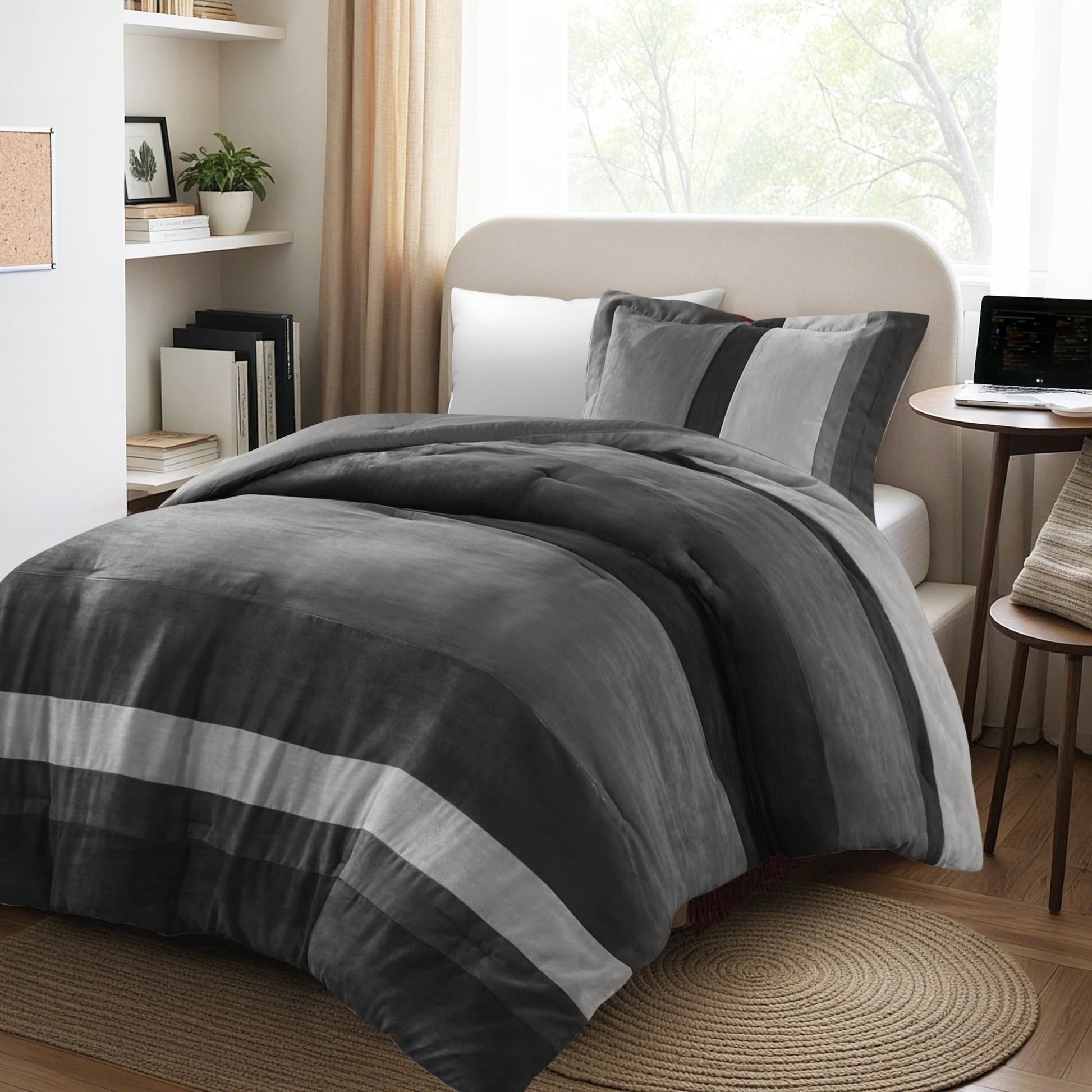Hypoallergenic Cloud Twin/Twin XL Comforter Set Black, 2 Pieces Faux Suede Comforters Twin/Twin XL Size, Pieced Bedding Comforters Sets, C... - Hypoallergenic Ultra-Fluffy Quilt for Winter - Default Title