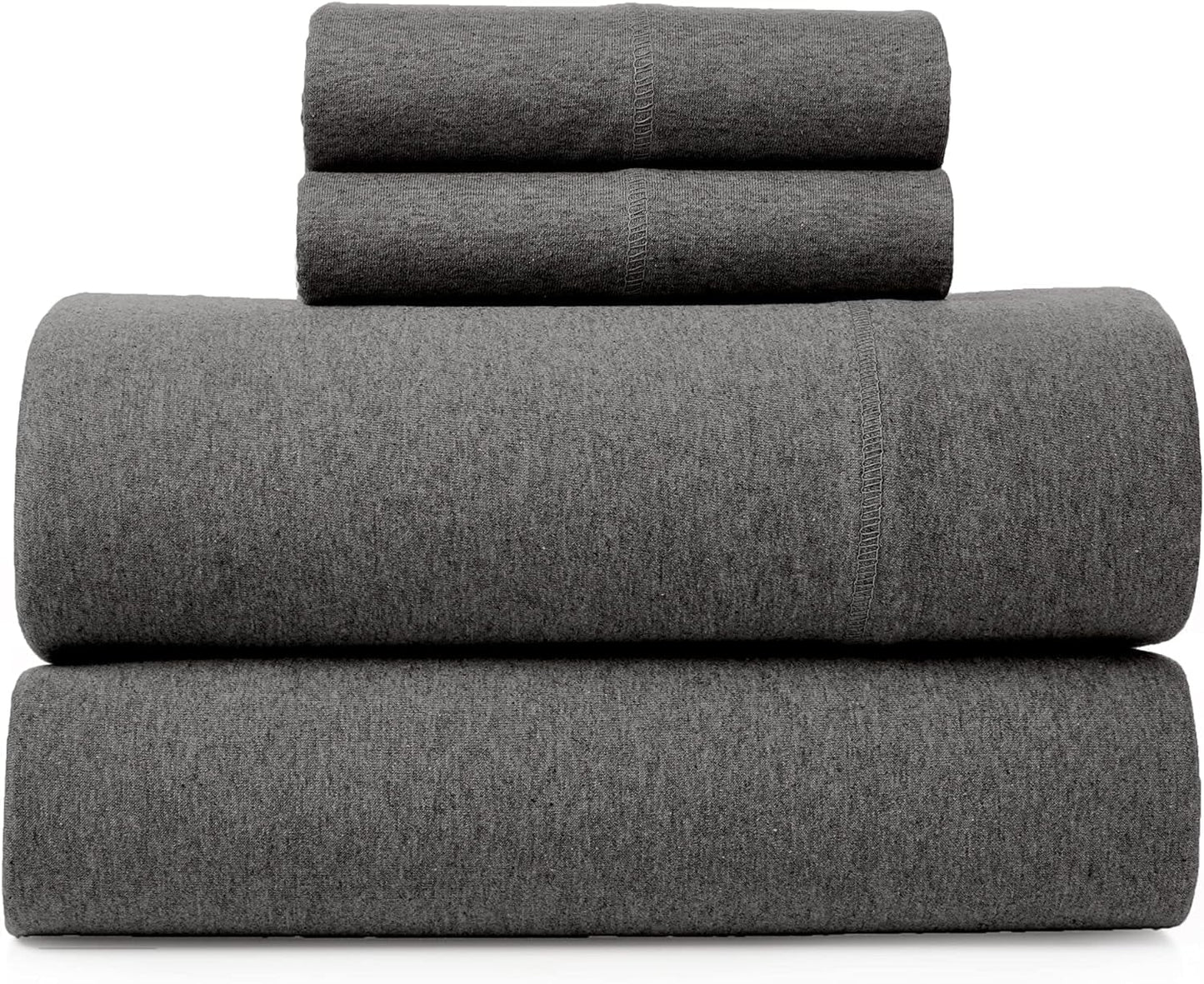 Premium Egyptian Cotton Jersey Sheet Set - 4 Pieces Queen Cotton Sheets Set - Stretchable Ultrasoft Luxury Knit Bed Linen (Dark Gray, Queen) - Breathable Egyptian Cotton Flat & Fitted Sheets - Default Title