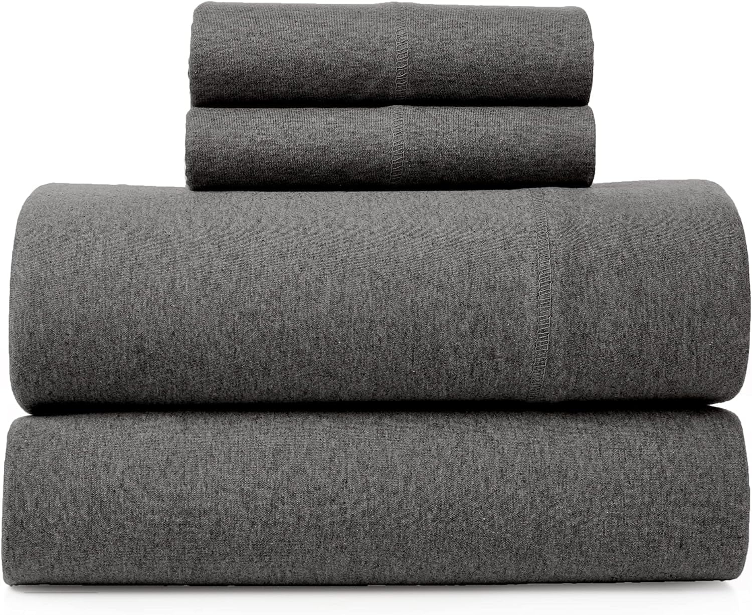 Premium Egyptian Cotton Jersey Sheet Set - 4 Pieces Queen Cotton Sheets Set - Stretchable Ultrasoft Luxury Knit Bed Linen (Dark Gray, Queen) - Breathable Egyptian Cotton Flat & Fitted Sheets - Default Title