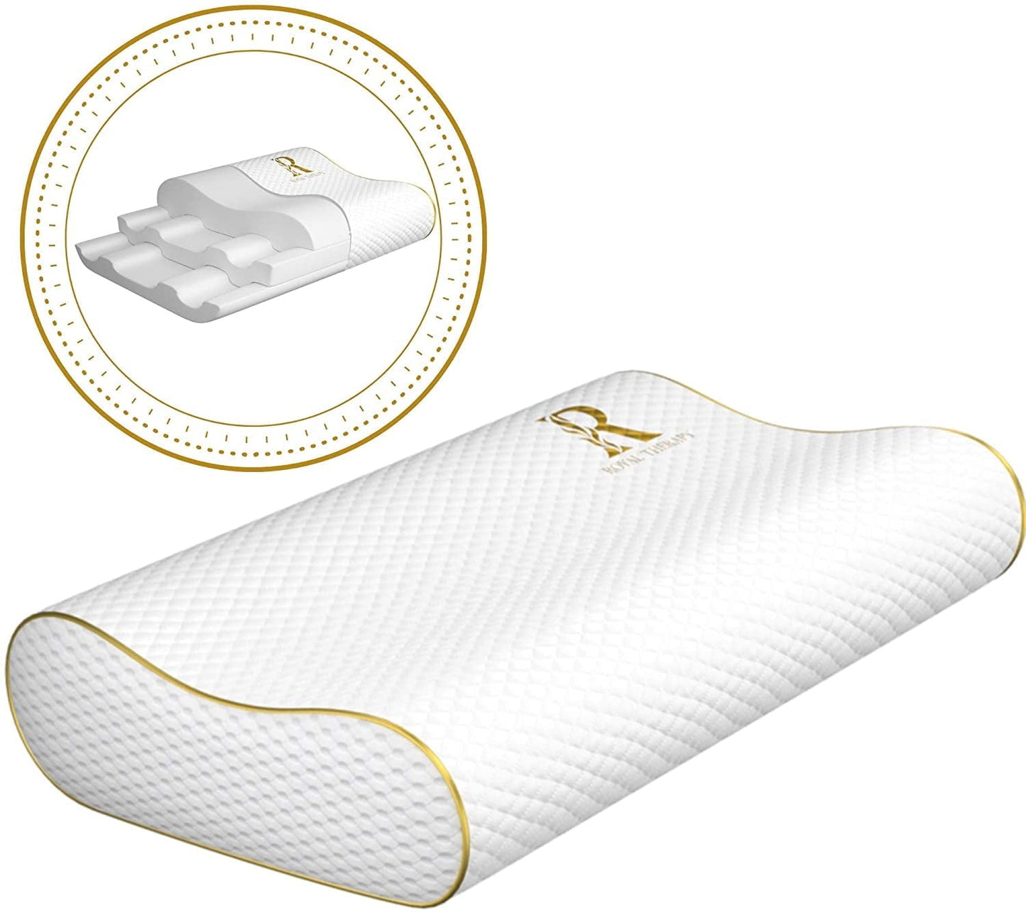 Decorative Plump Queen Memory Foam Pillow + Extra Pillowcase, Bed Pillow for Neck & Shoulders for Adult - Orthopedic Shredded Foam Bed Pillow Set - Default Title