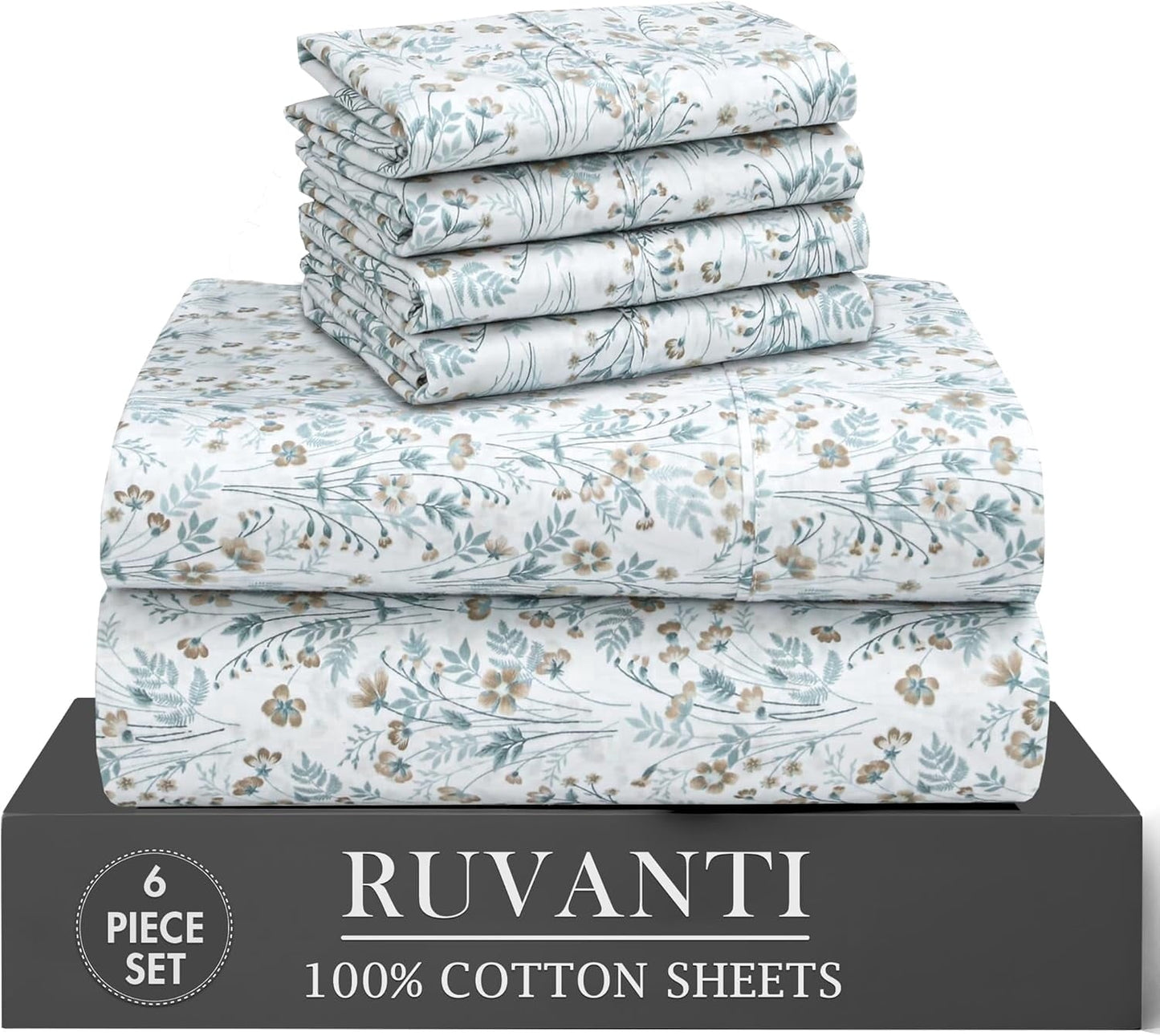 Premium Egyptian Cotton 6 Pcs Cotton Sheets - 100% Natural Cotton Soft, Lightweight & Breathable Crispy Percale Bed Sheets, King Size Sheets ... - Premium Ultra-Soft Pillowcase Pair for Sleeping - Default Title