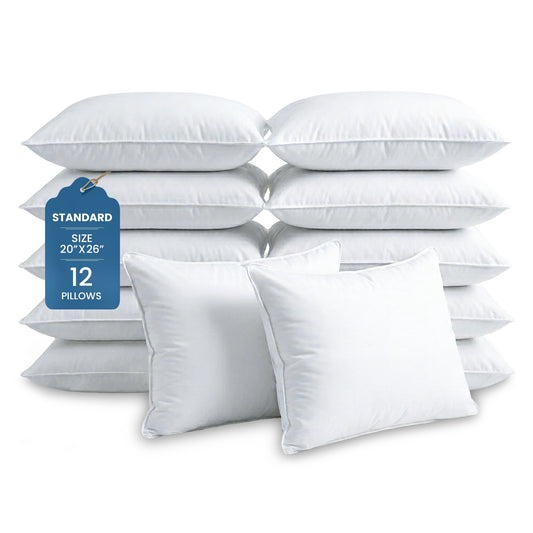 Decorative Plump Ryotei Economy Bulk Hotel Pillows 20"x26" Standard (Pack of 12) | Premium Cluster Fiber Fill | Soft Down Alternative ... - Ergonomic Memory Foam Pillow for Neck Pain Support - Default Title