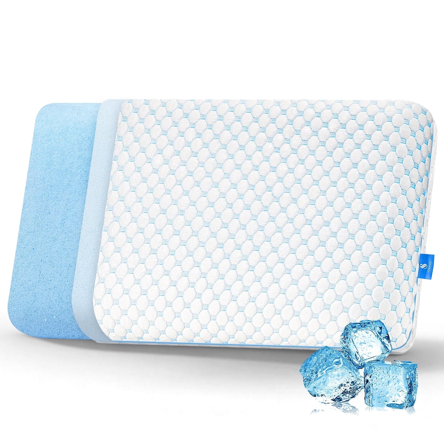 Decorative Plump Memory Foam Pillow for Bed, Firm Cooling Pillow with Washable Cover, Supportive Bed Pillow for Side,Stomach and Back ... - Orthopedic Shredded Foam Bed Pillow Set - Default Title