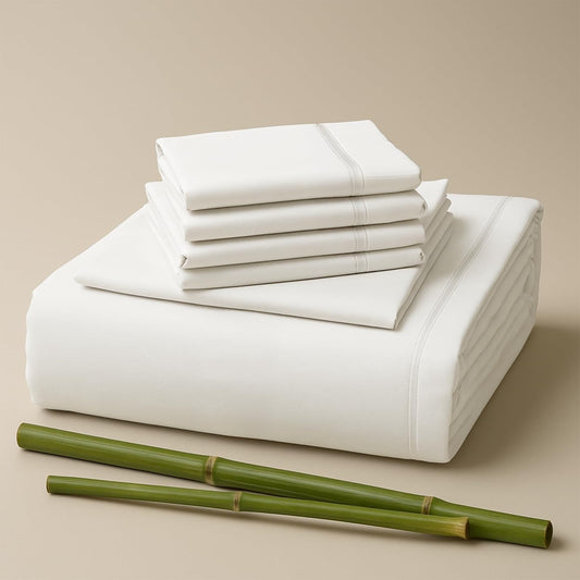 Premium Egyptian Cotton Sacred Thread Rayon Derived , 18'' Deep Pocket Cooling Sheets for Hot Sleepers, 6 PC Cooling Sheets (Queen Size - Luxury Bed Sheet Set with Deep Pockets - Default Title