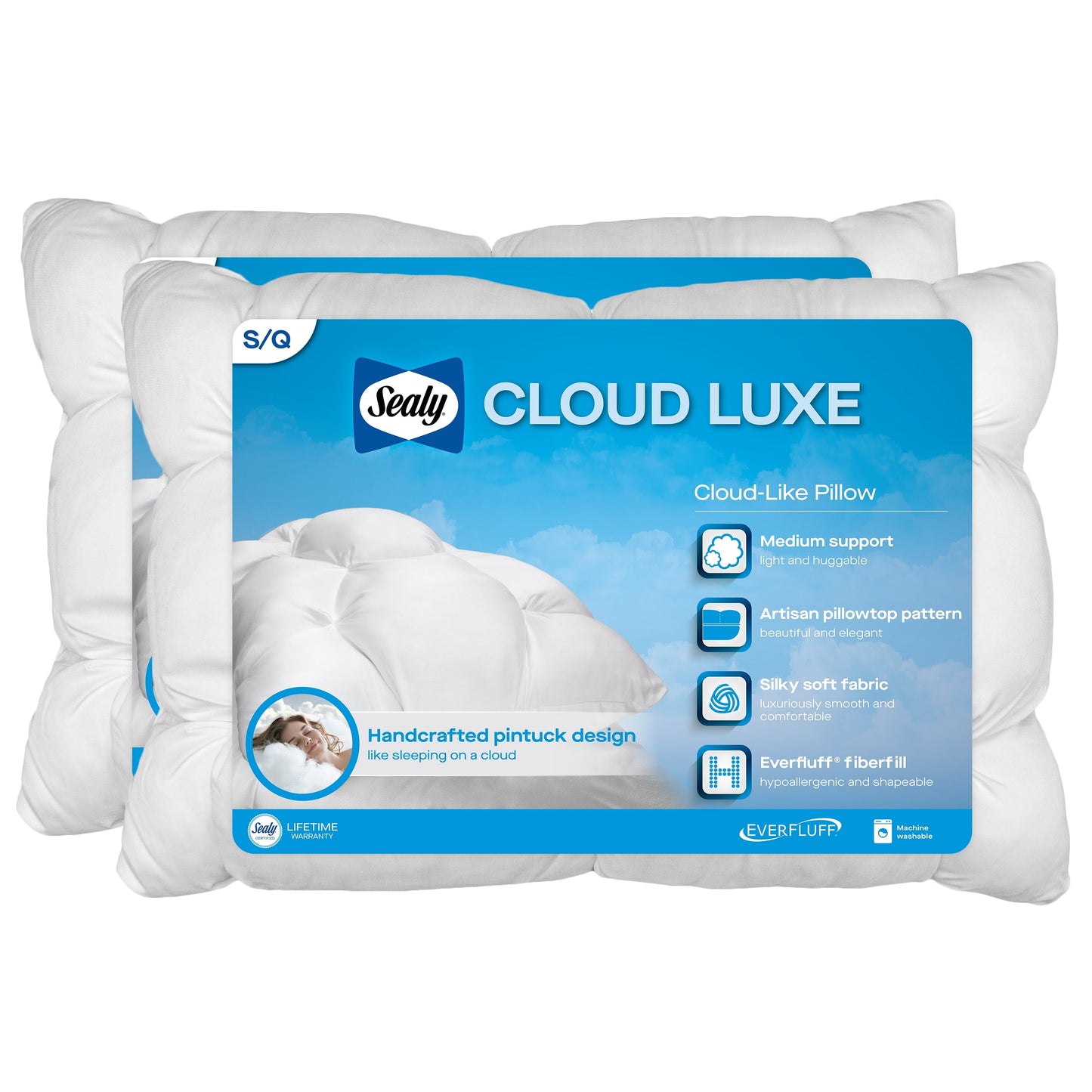 Decorative Plump Down Alternative Cloud Luxe Bed Pillows, Standard/Queen - Adaptive Huggable Core (2 Pack) - Hotel Quality Plush Sleeping Pillows - Default Title