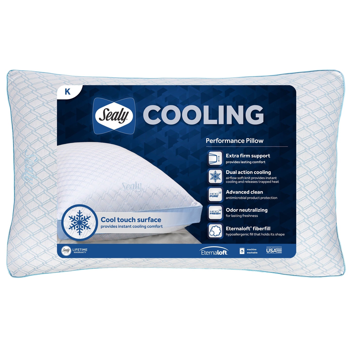 Ergonomic Memory Foam Cooling Performance Odor Neutralizing Extra Firm Support Machine Washable Pillow, King - Decorative Throw Pillow Cushion for Sofa & Bed - Default Title