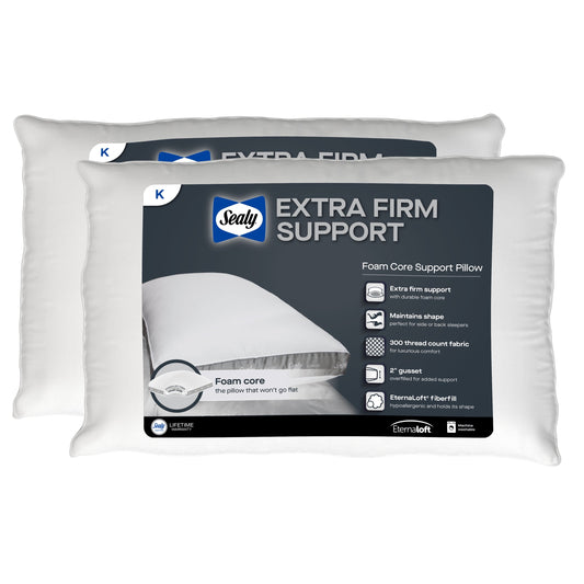Orthopedic Support Extra Firm Support Foam Core Pillow 2pk, King - Ergonomic Memory Foam Pillow for Neck Pain Support - Default Title