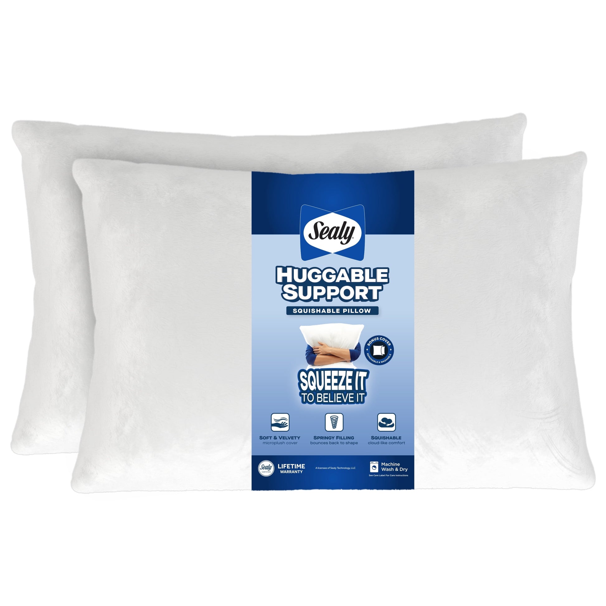 Hotel Collection Huggable Support Bed Pillow, Standard- Soft Velvety Cover, Squishable Comfort (2 Count) - Orthopedic Shredded Foam Bed Pillow Set - Default Title