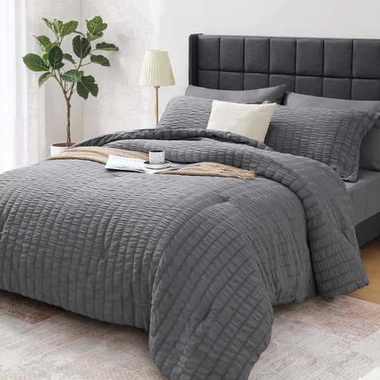 Luxurious Quilted 7 Piece Queen Comforter Set, Bed in a Bag with Sheets, Pillowcases & Shams, All Season Soft Bedding, Cozy and Lightwe... - All-Season Down Alternative Comforter Insert - Default Title