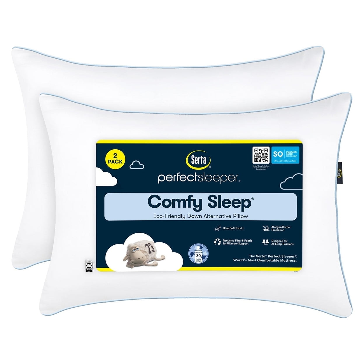 Decorative Plump Comfy Sleep Eco-Friendly Bed Pillow Standard/Queen (2 Pk) - Hotel Quality Plush Sleeping Pillows - Default Title