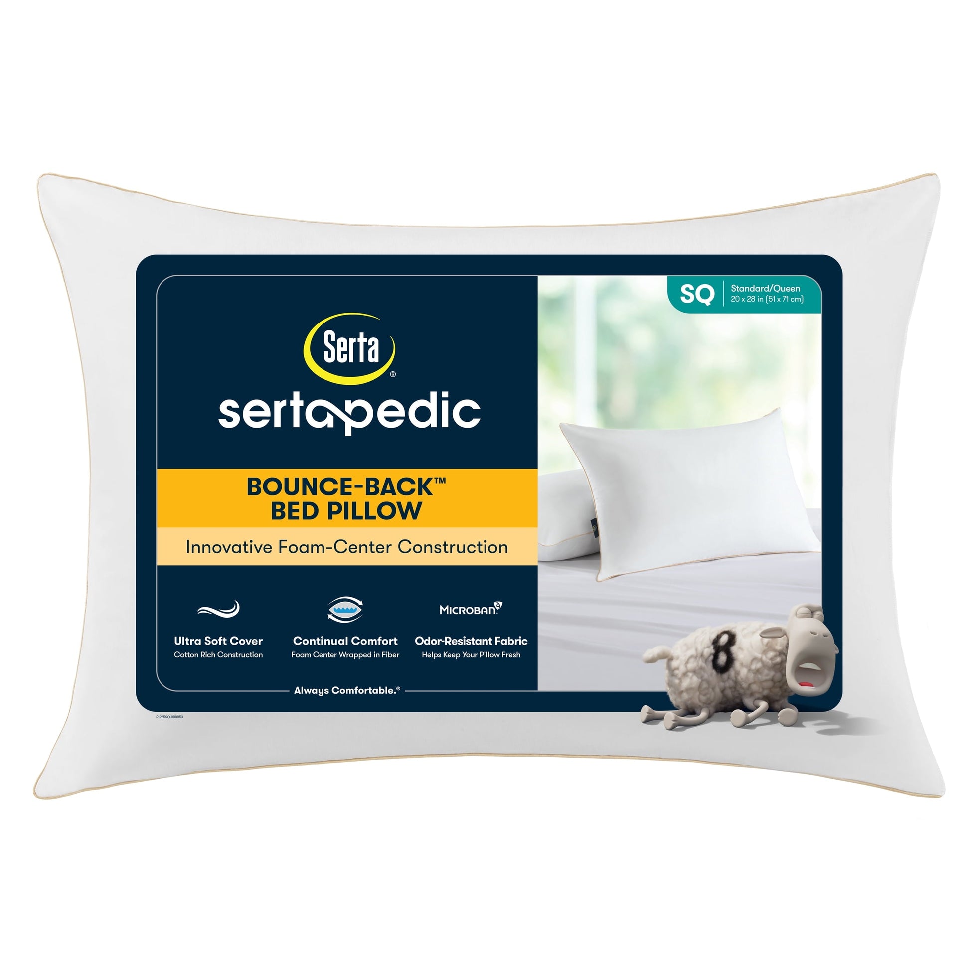 Decorative Plump pedic Bounce Back Standard/Queen Bed Pillow, Hypoallergenic Fill - Orthopedic Shredded Foam Bed Pillow Set - Default Title