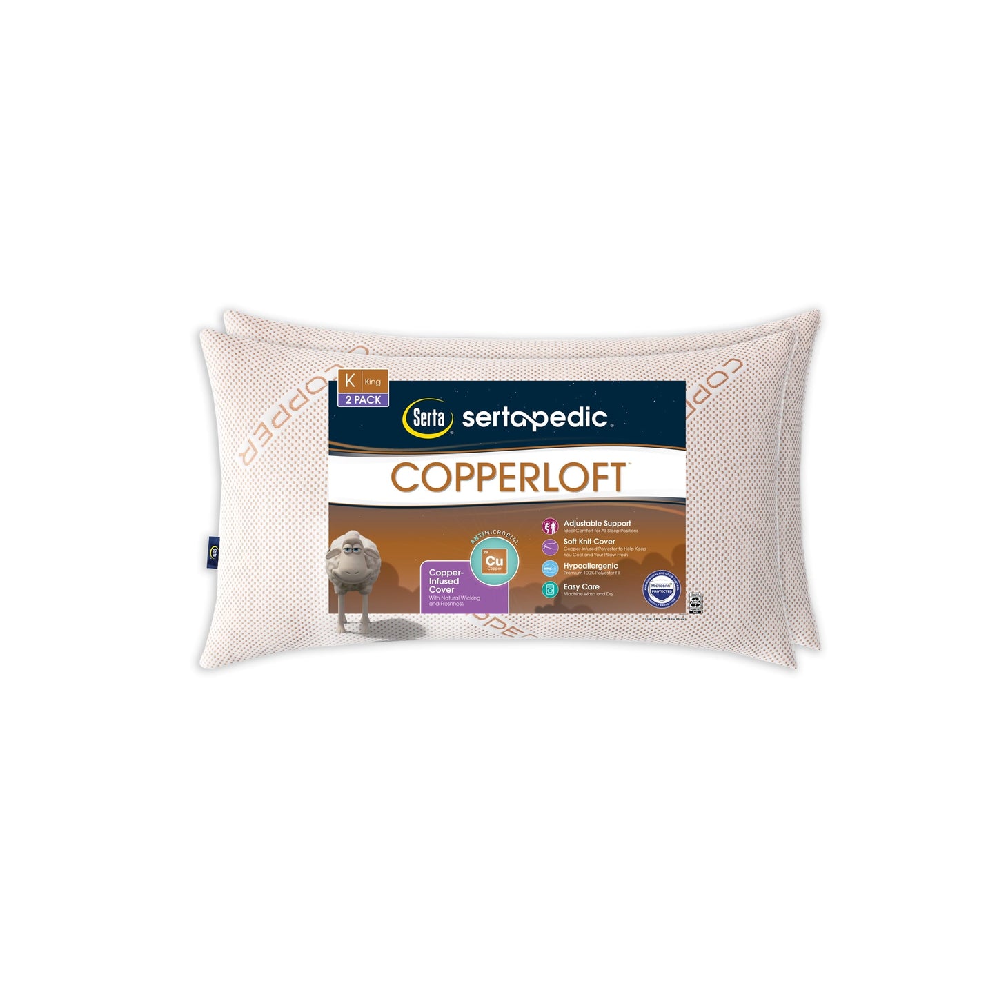Decorative Plump Copperloft King Bed Pillow, 2 Pack, Hypoallergenic - Decorative Throw Pillow Cushion for Sofa & Bed - Default Title
