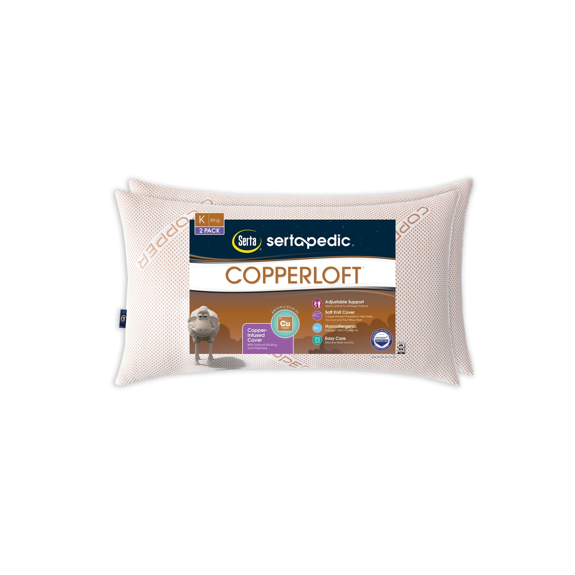 Decorative Plump Copperloft King Bed Pillow, 2 Pack, Hypoallergenic - Decorative Throw Pillow Cushion for Sofa & Bed - Default Title