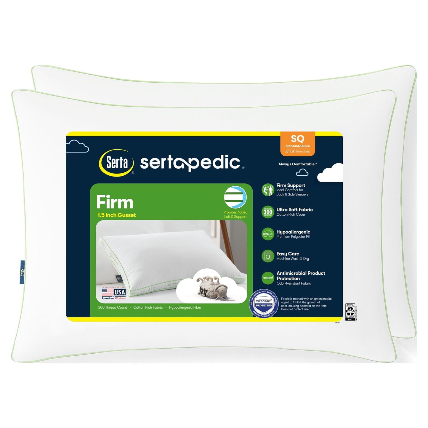 Hotel Collection Firm Bed Pillow, Standard/Queen, 2 Pack - Ergonomic Memory Foam Pillow for Neck Pain Support - Default Title