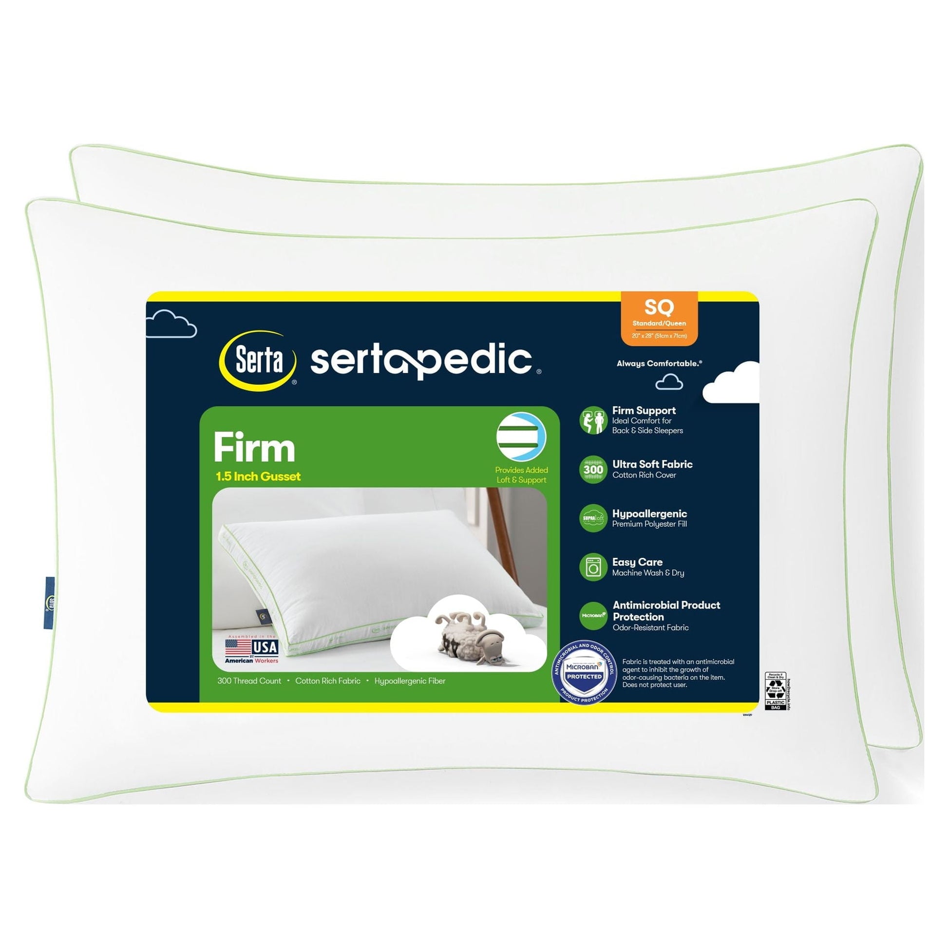Hotel Collection Firm Bed Pillow, Standard/Queen, 2 Pack - Ergonomic Memory Foam Pillow for Neck Pain Support - Default Title