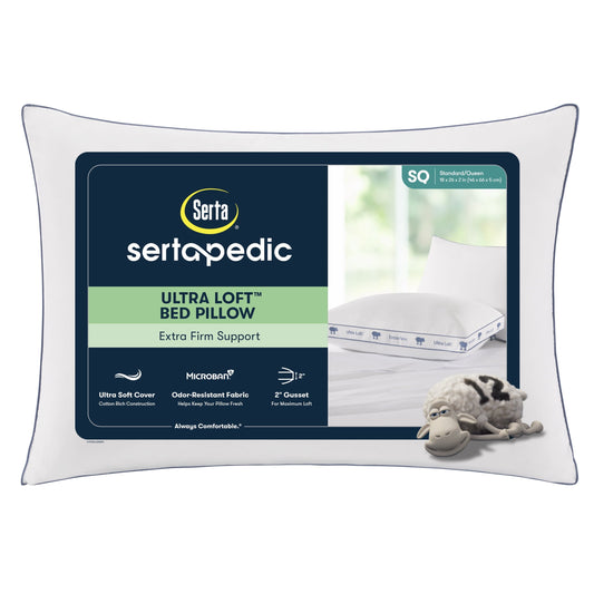 Ergonomic Memory Foam Ultra Loft Standard/Queen Bed Pillow, Extra Firm Support - Orthopedic Shredded Foam Bed Pillow Set - Default Title
