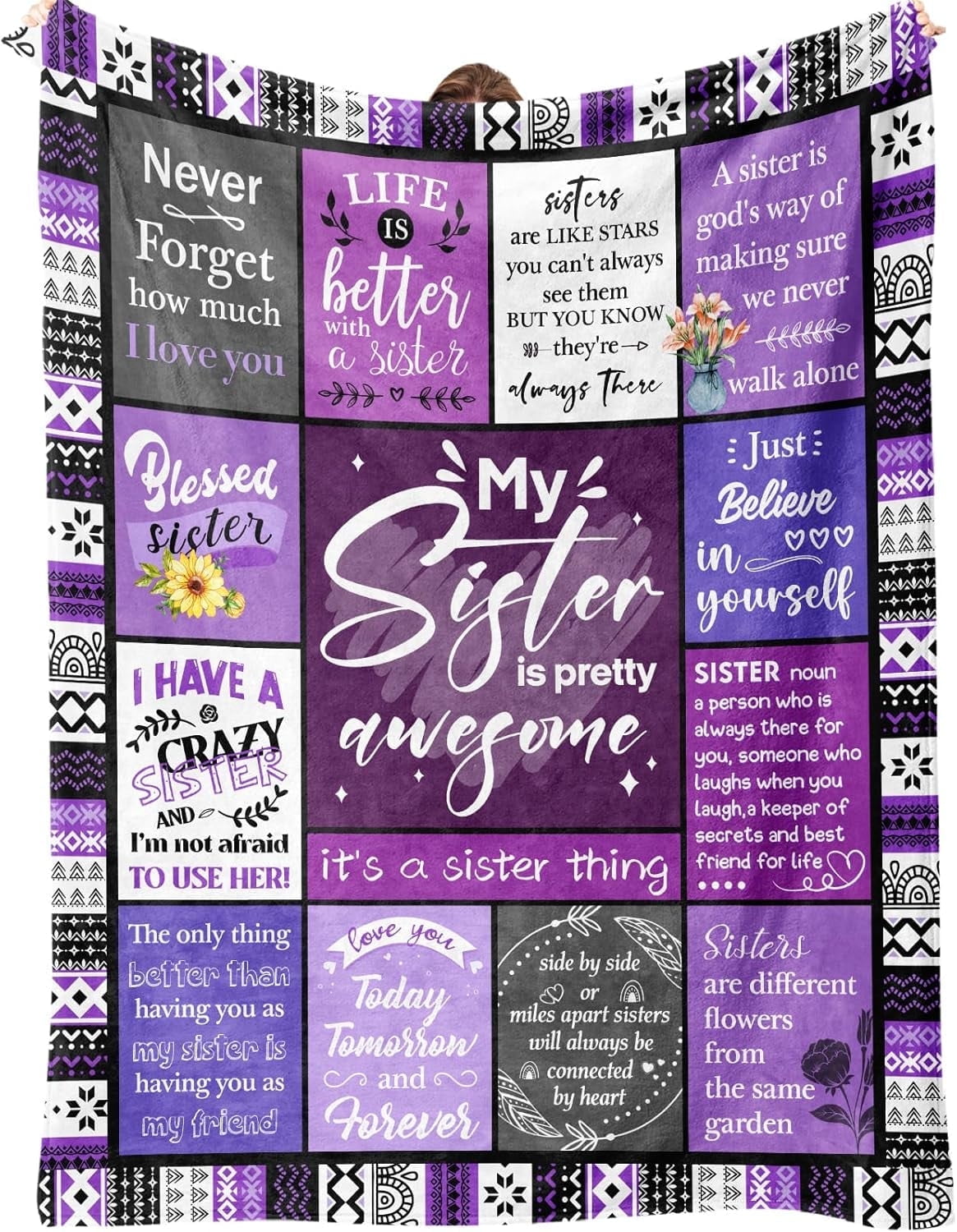 Cozy Fleece Sister Gifts Blanket, Sister Gifts , Happy Birthday Gifts for Sister, Unique Sister Gifts for My Dear Sister on Mothe... - Super Soft Reversible Sherpa Flannel Blanket - Default Title