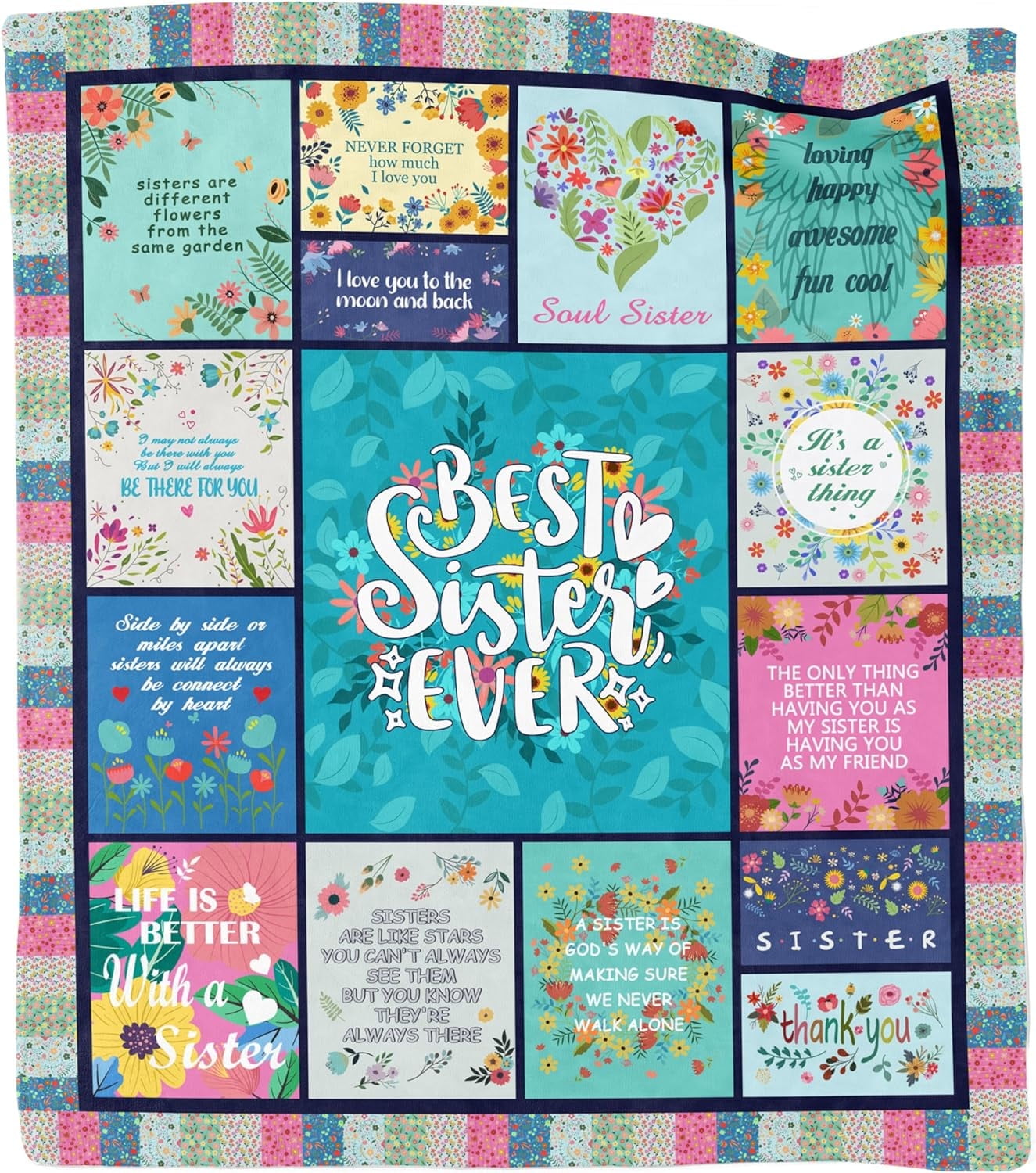 Decorative Knitted Sister Gifts Blanket for Birthday, Mother's Day, Christmas - Big Sister Gift Ideas - Super Soft Reversible Sherpa Flannel Blanket - Default Title