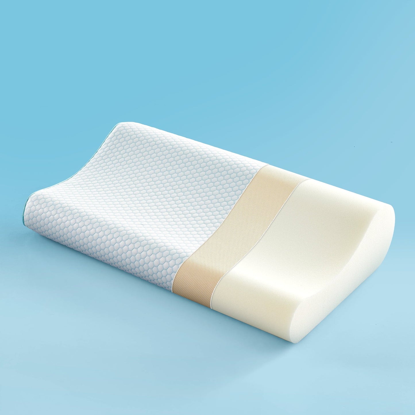 Decorative Plump Standard Cooling Memory Foam Pillow, Ergonomic Adjustable Orthopedic Contour Bed Pillows Neck Support for Side Back S... - Decorative Throw Pillow Cushion for Sofa & Bed - Default Title