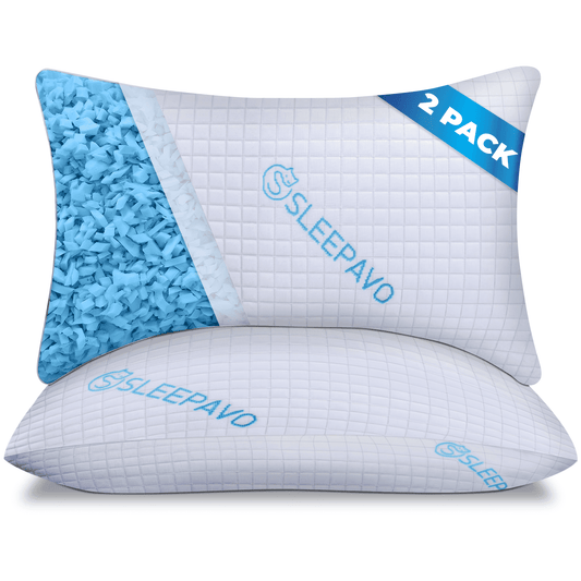 Decorative Plump Adjustable Shredded Memory Foam Pillows Queen Size Set of 2 - Extra Soft Cooling Bamboo Bed Pillows for Sleeping - Ba... - Ergonomic Memory Foam Pillow for Neck Pain Support - Default Title