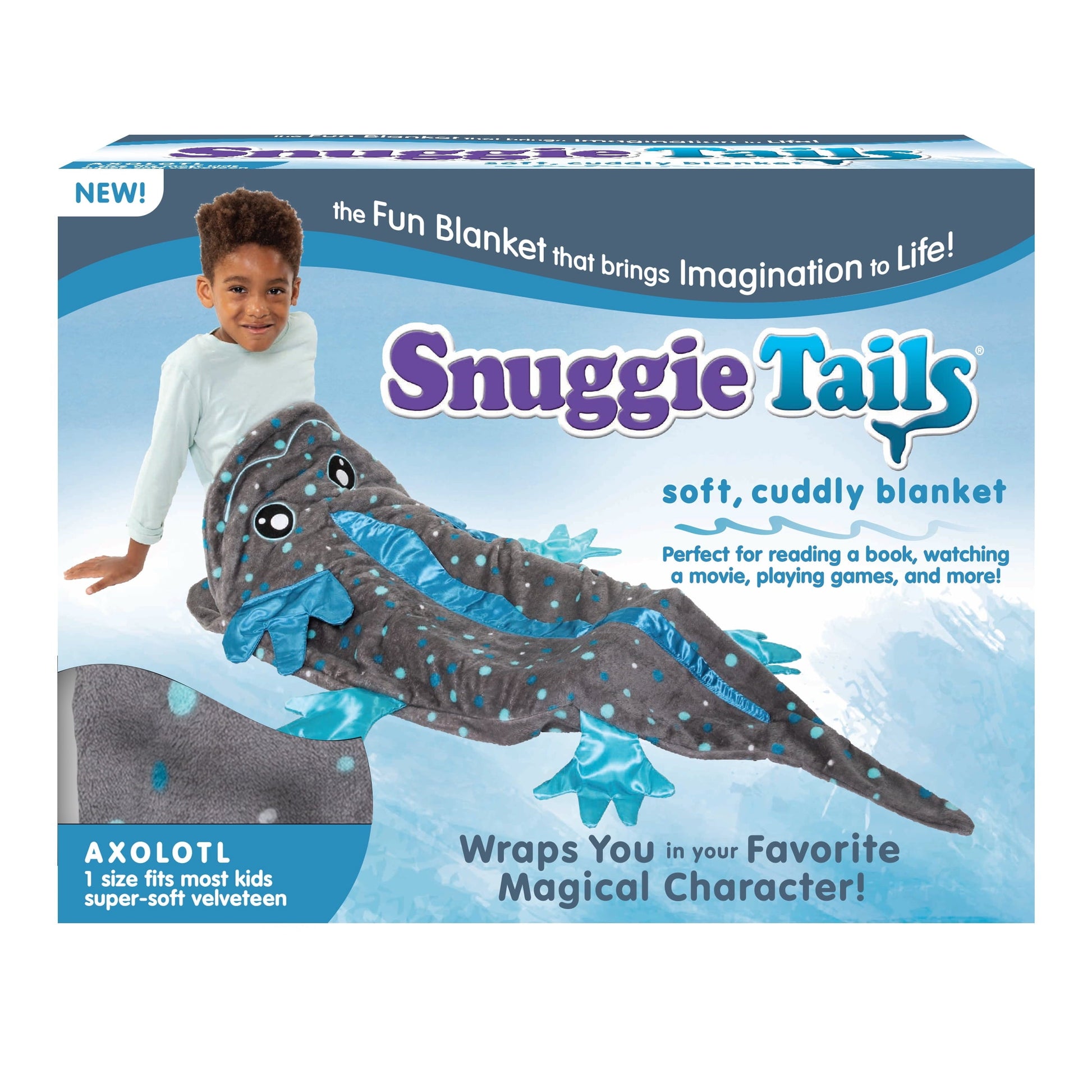 Super Soft Flannel Tails, The Original Wearable Blanket with Sleeves, Super Soft Throw Fleece, Axolotl, Ages 5+ - Cozy Fleece Throw Blanket for Couch & Bed - Default Title