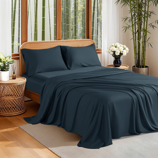 Ultra-Soft 100% Organic Luxurious Bamboo Sheets, Queen Sheet Set 4-Piece with 16" Deep Pocket, Silky Smooth Luxury Bed Sheets, N... - Cooling Hotel Quality Bedding Sheets and Pillowcases - Default Title