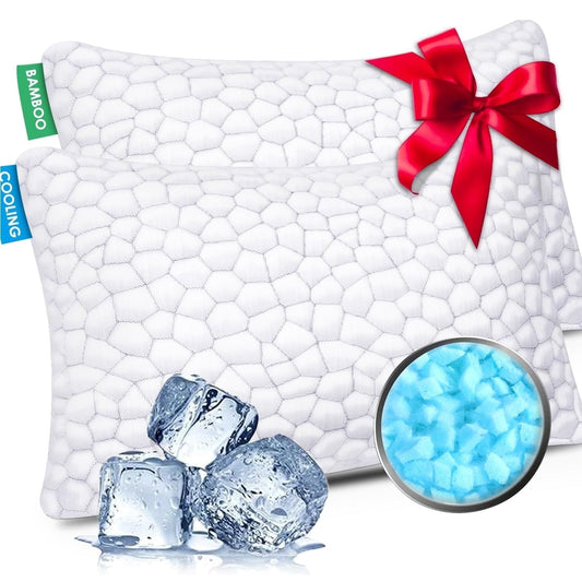 Orthopedic Support Cooling Bed Pillows Queen Size Set of 2, Shredded Memory Foam Pillows for Sleeping 2 Pack, Adjustable Soft Firm Pillo... - Orthopedic Shredded Foam Bed Pillow Set - Default Title