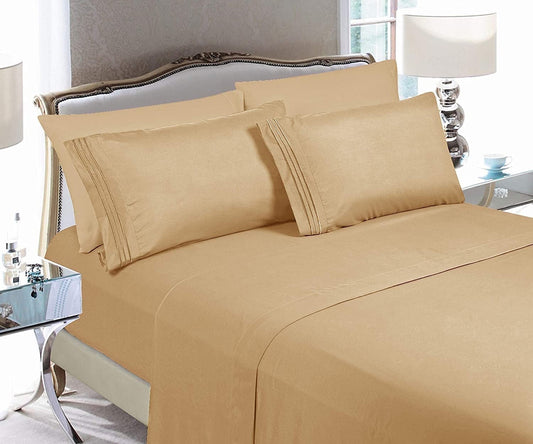 Ultra-Soft Super Soft 1500 Premier Hotel Collection Sheet set, Queen, Gold - Luxury Bed Sheet Set with Deep Pockets - Default Title