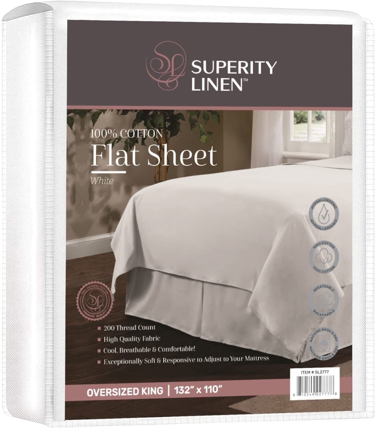 Breathable Luxury Oversized King Size Flat Sheet for Bed - 100% Cotton - Durable and Comfortable with 200 Thread Count - Soft, Breathea... - Premium Ultra-Soft Pillowcase Pair for Sleeping - Default Title