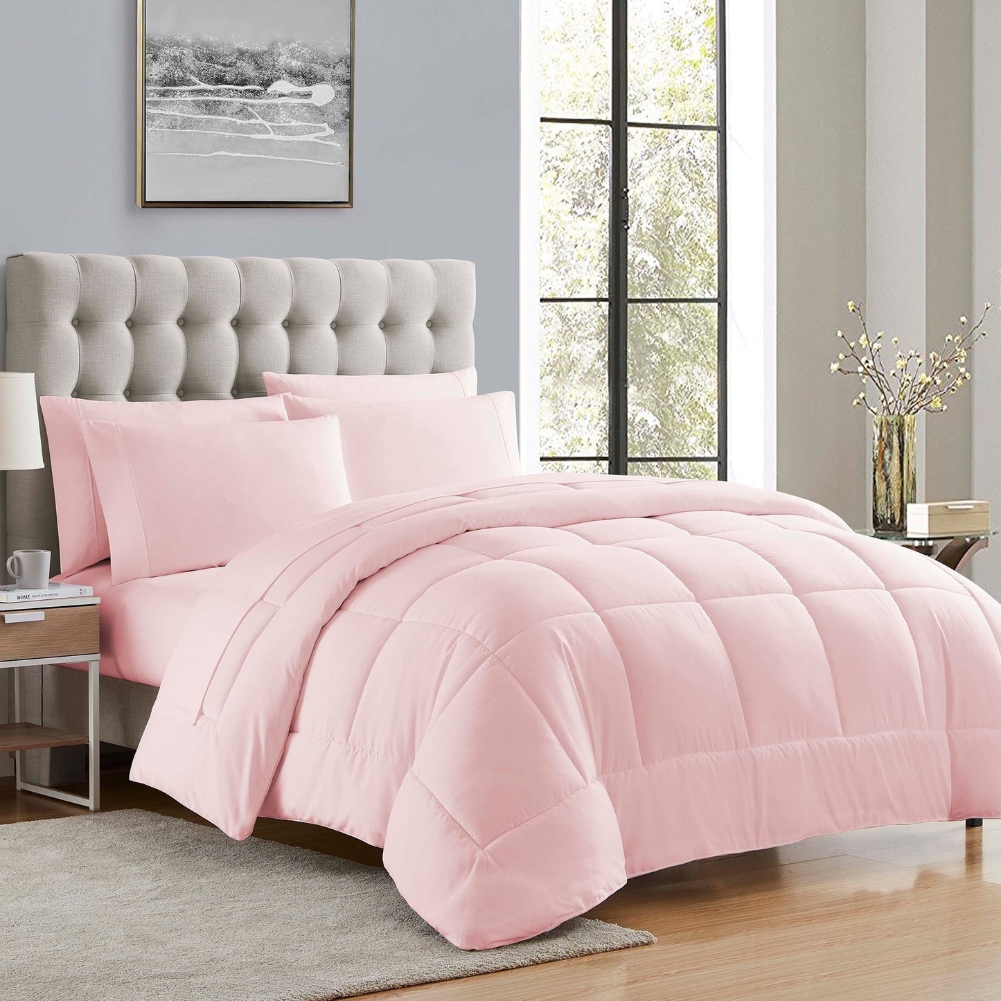 Fluffy Down Alternative Supreme 7 Piece Bed-In-A-Bag All Season Solid Comforter & Sheet Set, Full, Pale Pink - Cloud-Like Soft Lightweight Bed Comforter - Default Title