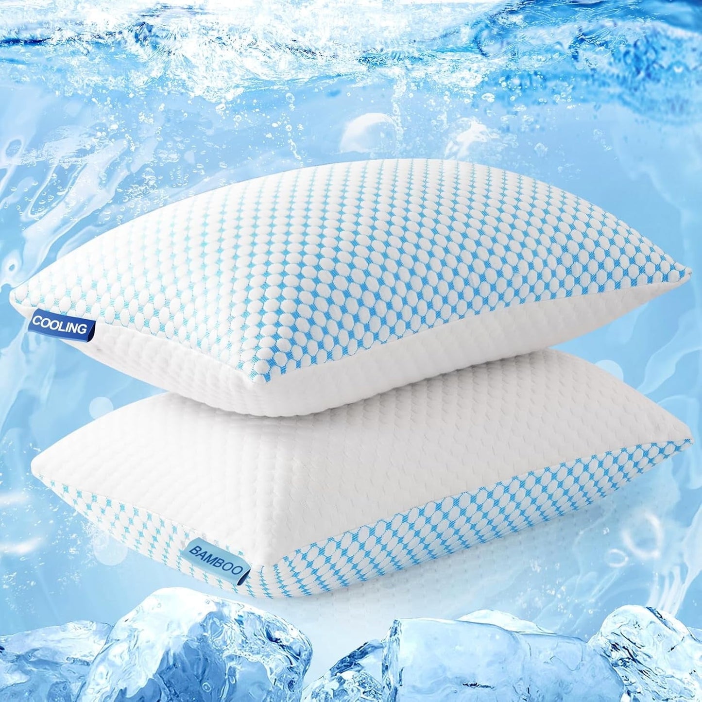 Fluffy Shredded 2 Pack Cooling Pillow for Sleeping, Memory Foam Pillows Cool Bed Pillows Hotel Reversible Pillow with Washable Remova... - Orthopedic Shredded Foam Bed Pillow Set - Default Title