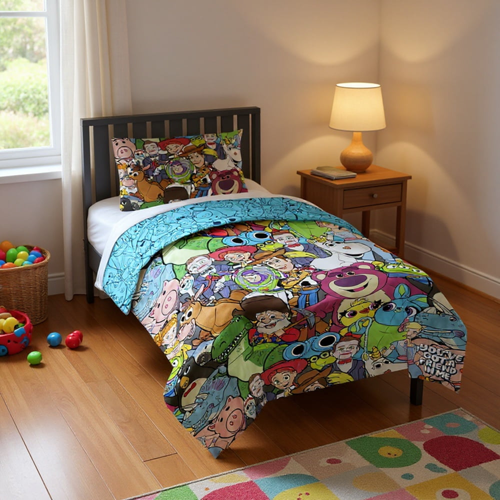 Hypoallergenic Cloud You've Got a Friend Reversible Comforter and Pillowcase Set, Twin/Full, Kids Bedding - All-Season Down Alternative Comforter Insert - Default Title