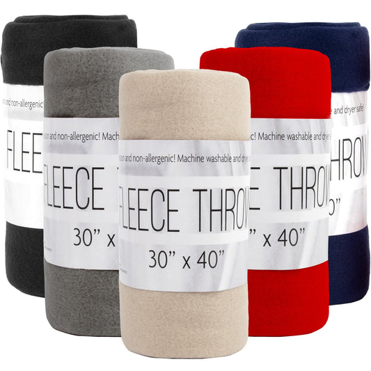 Super Soft Flannel 24 pack Adult Soft Fleece 40"L x 30"L Twin Throw Blankets for Homeless, Wedding Favors, Home in Assorted Colors - Luxury Knitted Decorative Throw Blanket with Fringes - Default Title