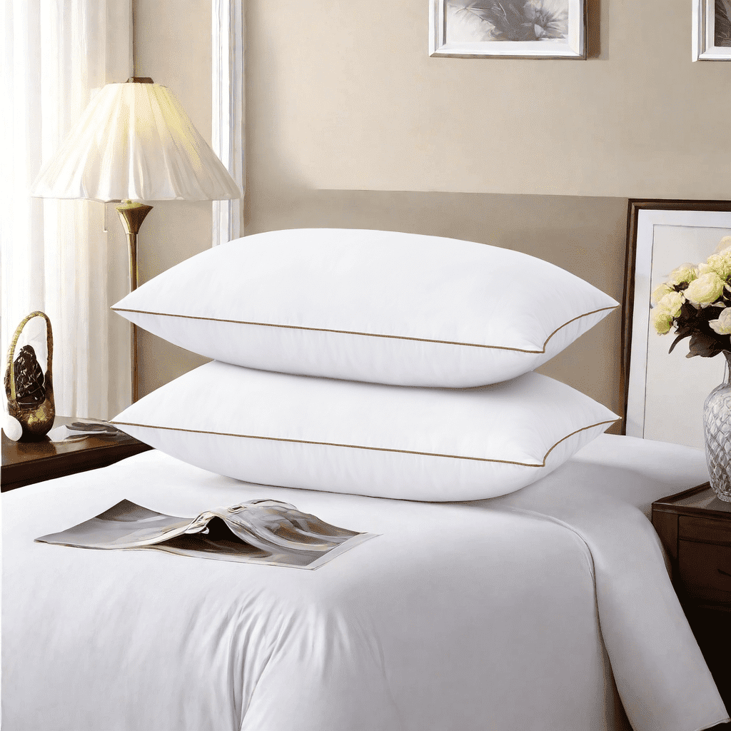 Hotel Collection Down Feather Pillows for Bed 20 x 30 Inches Queen Size Set of 2, Medium Firm Luxury Cooling Hotel Collection Feather ... - Ergonomic Memory Foam Pillow for Neck Pain Support - Default Title