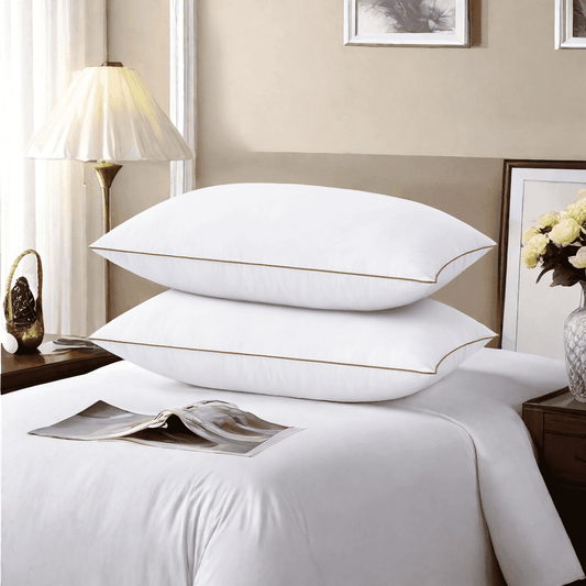 Hotel Collection Down Feather Pillows for Bed 20 x 30 Inches Queen Size Set of 2, Medium Firm Luxury Cooling Hotel Collection Feather ... - Ergonomic Memory Foam Pillow for Neck Pain Support - Default Title