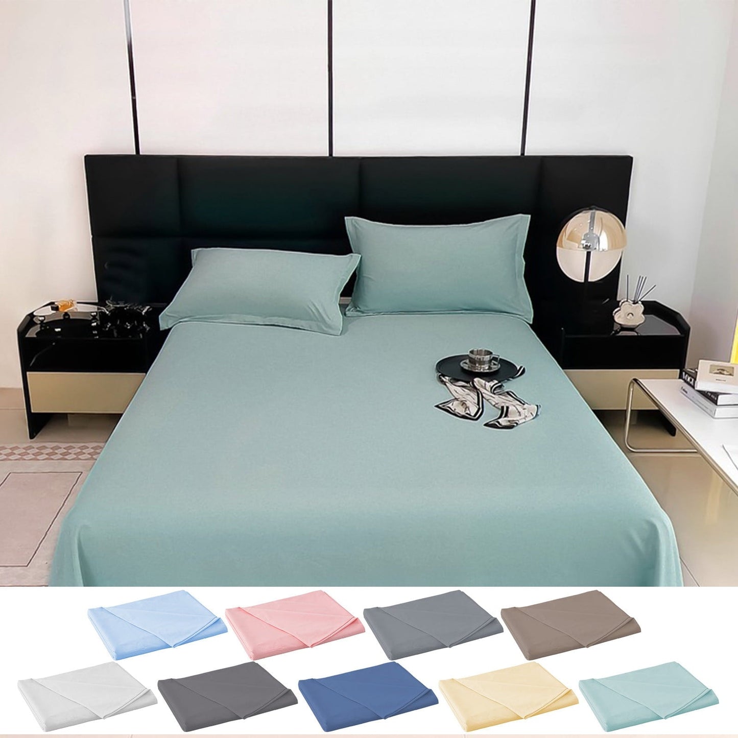 Breathable Luxury Under $5 Clearance! InsCrazy Bed Sheet, 100% Cotton Household Solid Color, Soft and breathable Bed Sheet Piece 66 x 96" - Premium Ultra-Soft Pillowcase Pair for Sleeping - Default Title