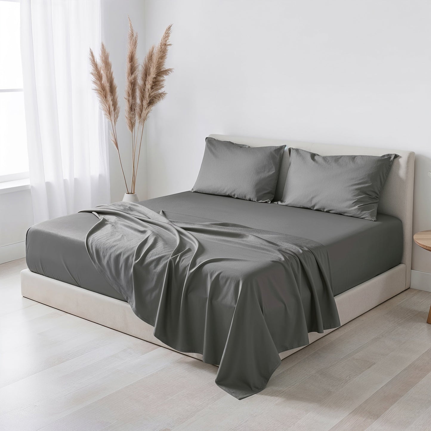 Wrinkle-Resistant Virtu Bed Sheets Set, Deep Pocket Rayon Derived 4 Piece Queen Sheets sets, Gray - Premium Ultra-Soft Pillowcase Pair for Sleeping - Default Title