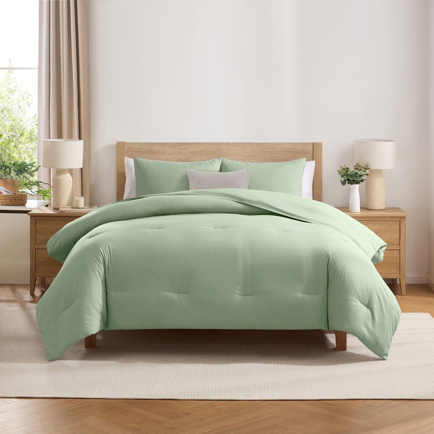 All-Season Comforter Sets, All Season Lightweight Solid Queen Comforter Set, 3-Pc Bedding Sets, Sage Green - All-Season Down Alternative Comforter Insert - Default Title