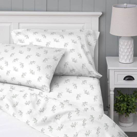 Breathable Luxury 100% Cotton Percale 4-Piece Queen Size Deep Pocket Printed Bed Sheets Set, 1 Fitted, 1 Flat Sheet with 2 Pillowcases,... - Premium Ultra-Soft Pillowcase Pair for Sleeping - Default Title
