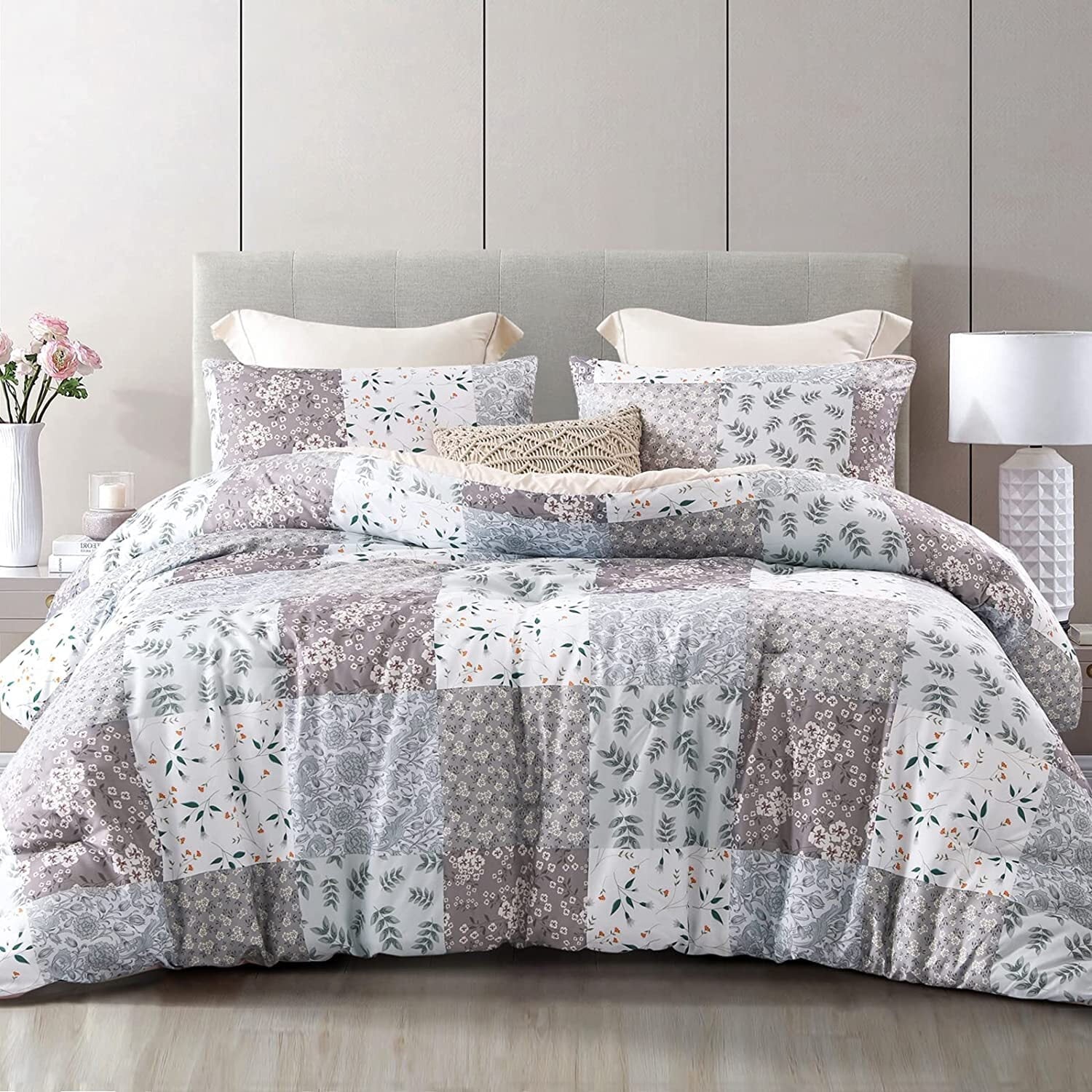 Hypoallergenic Cloud 3-Piece Queen Comforter Set, Soft Reversible Bedding Comforter Sets, Patchwork Printed Down Alternative Comforter Duv... - Cloud-Like Soft Lightweight Bed Comforter - Default Title