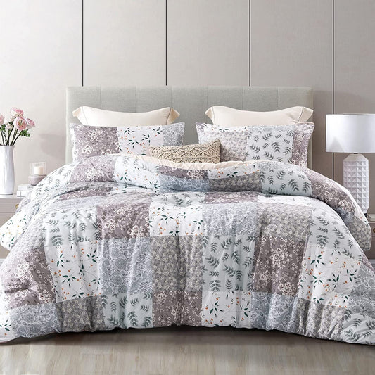 Hypoallergenic Cloud 3-Piece Queen Comforter Set, Soft Reversible Bedding Comforter Sets, Patchwork Printed Down Alternative Comforter Duv... - Cloud-Like Soft Lightweight Bed Comforter - Default Title