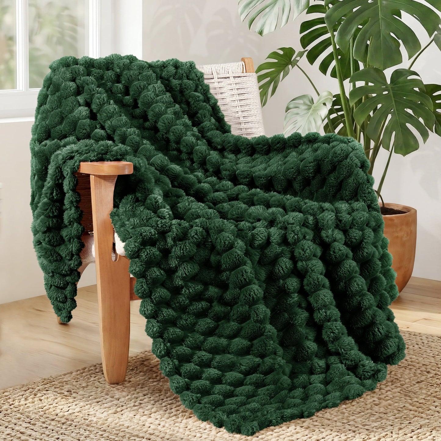 Reversible Sherpa 50"x60" Throw Blanket for Couch with Expanded 3D-Jacquard Pattern, Fuzzy Soft Cozy Exquisite Blankets or All Season, ... - Lightweight Plush Warm Blanket for All Seasons - Default Title