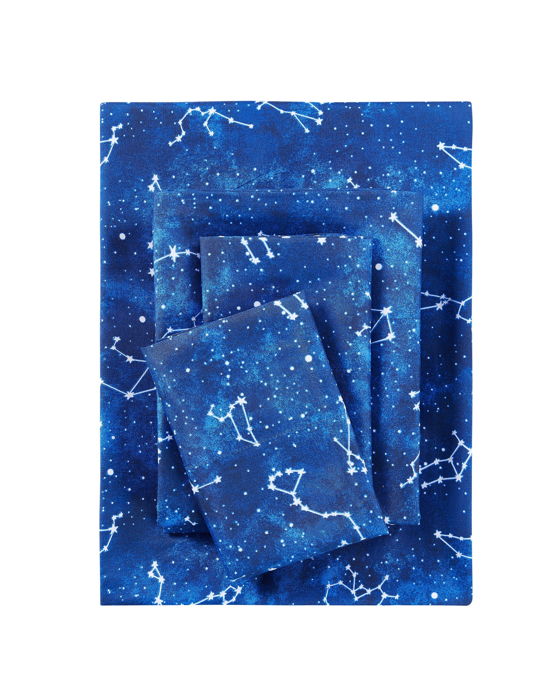 Wrinkle-Resistant Kids Soft Microfiber Sheet Set, Navy Blue Stars, Full, 4 Pieces, Easy Care - Premium Ultra-Soft Pillowcase Pair for Sleeping - Default Title