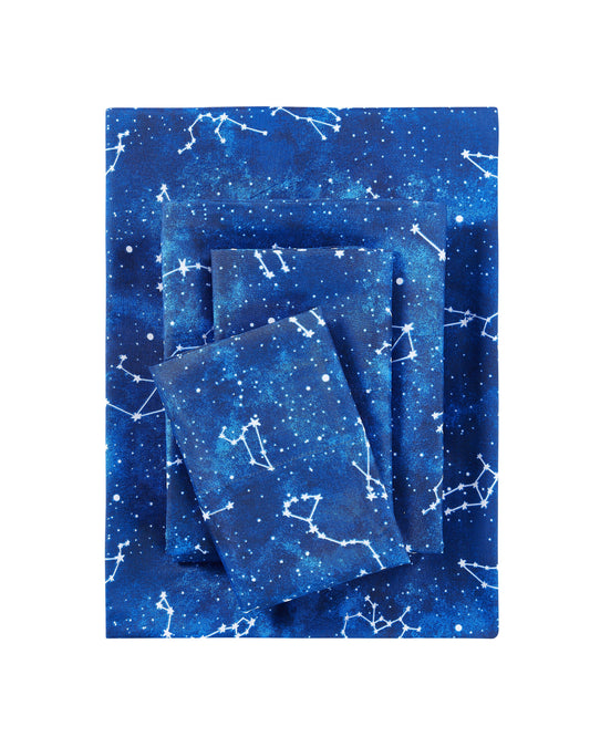 Wrinkle-Resistant Kids Soft Microfiber Sheet Set, Navy Blue Stars, Full, 4 Pieces, Easy Care - Premium Ultra-Soft Pillowcase Pair for Sleeping - Default Title