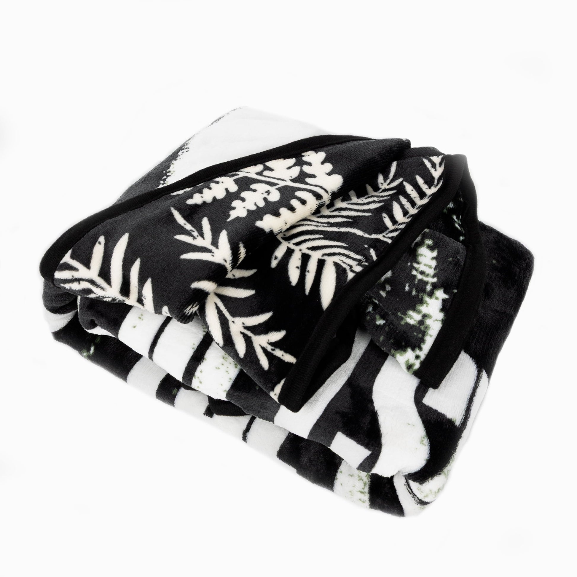 Lightweight Warm Black and White Polyester Throw Blanket, 50" X 60" - Super Soft Reversible Sherpa Flannel Blanket Detail