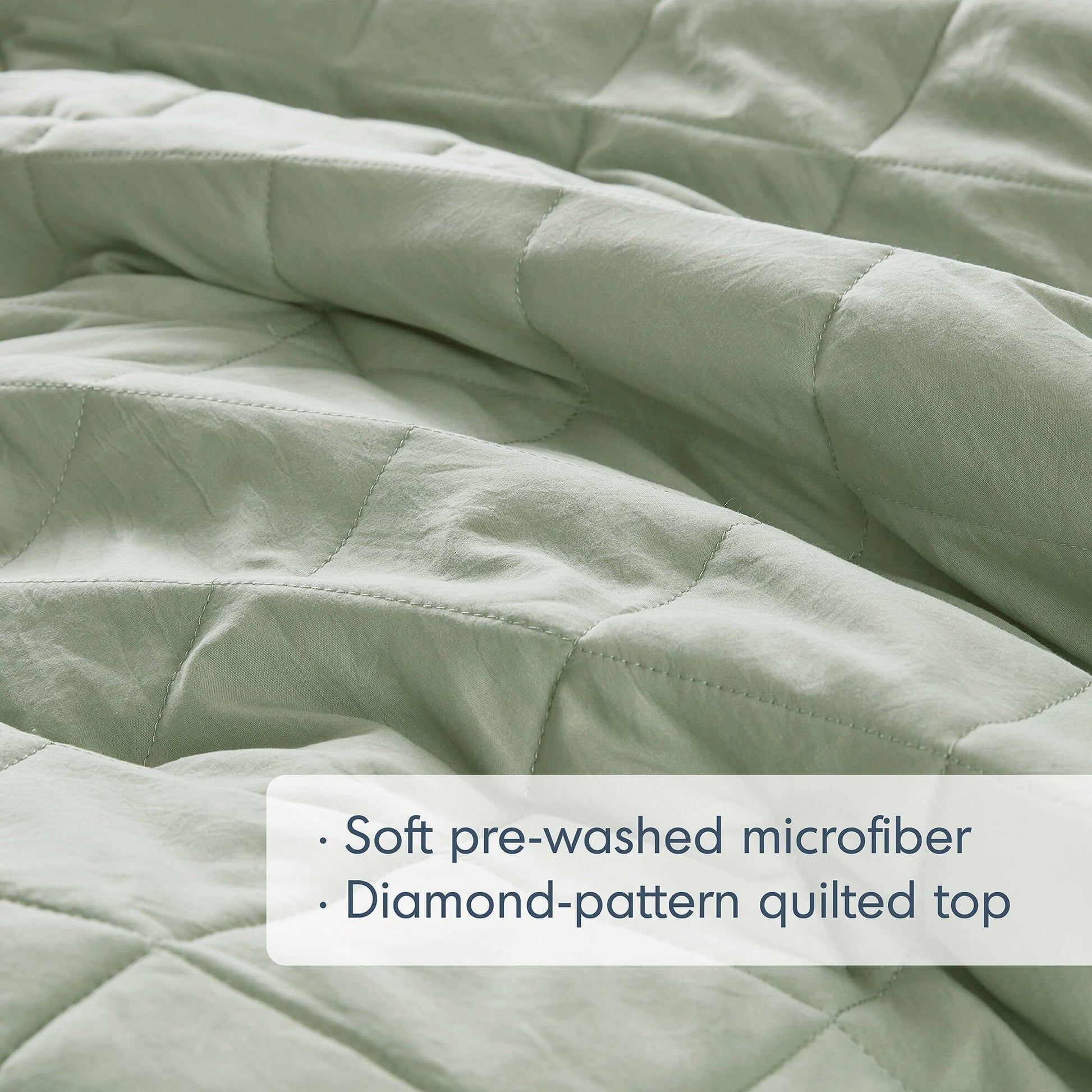 Luxurious Quilted Full/Queen Comforter Set Sage, 3 Pieces Quilted Ruffle Comforters Full/Queen Size, Solid Bedding Comforters Sets, Gif... - All-Season Down Alternative Comforter Insert Detail