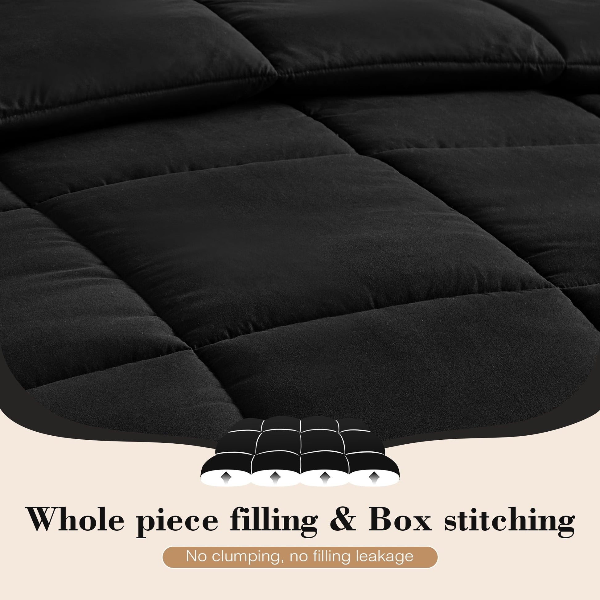 Heavyweight Warmth Queen Size Comforter Sets, 3 Piece Soft Quilted Bedding Sets, All-Season Down Alternative Comforter with 2 Pillow Sha... - All-Season Down Alternative Comforter Insert Detail
