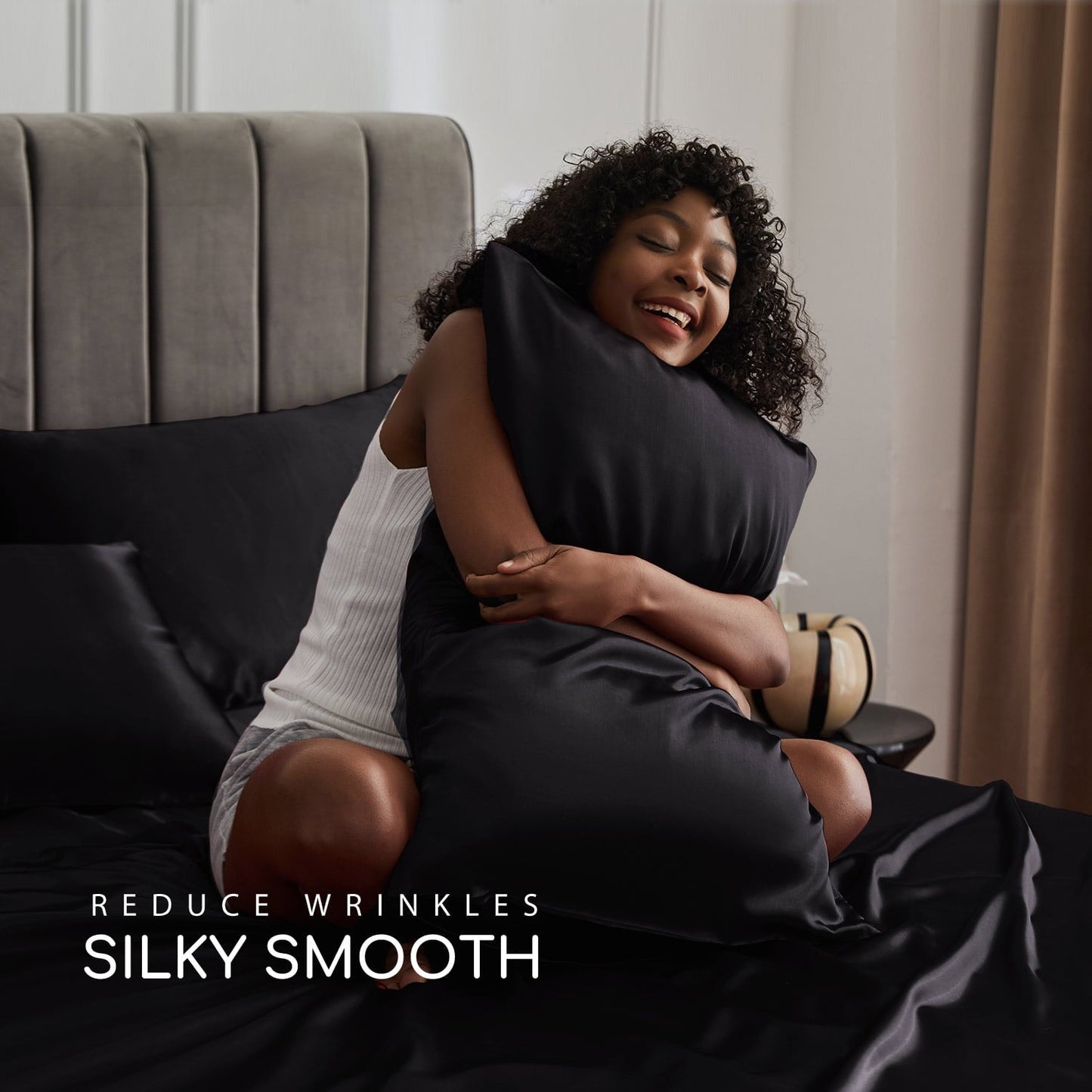 Wrinkle-Resistant Set Queen 4 Pcs, Silky Elegant Luxurious Queen Size Bed s, with Flat , Deep Pocket Fitted for Mattress and Matching P... - Premium Ultra-Soft Pillowcase Pair for Sleeping Detail
